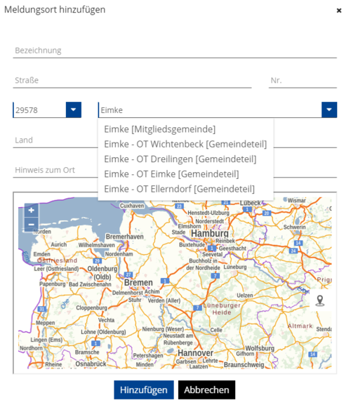 Meldungsort auswählen mit Openlayer V3 Karte inkl. eingeschränkter Gebietsauswahl Image Lightbox